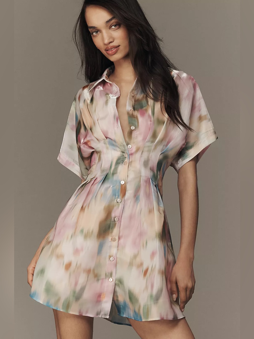 Anthropologie The Tobie Organza Mini Shirt Dress By Exquise